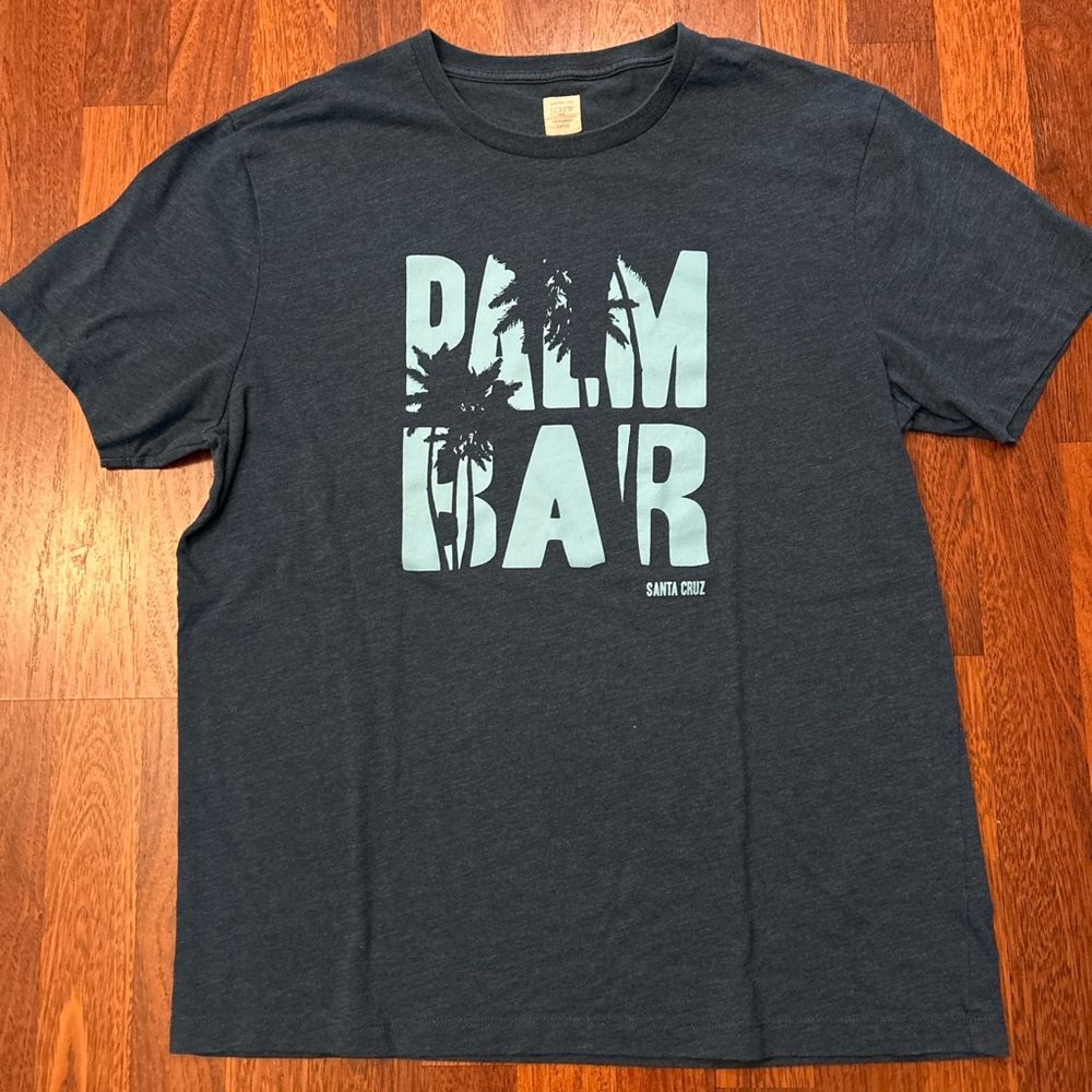 J. Crew Palm Bar Santa Cruz Blue Graphic Tshirt Size Men’s Large